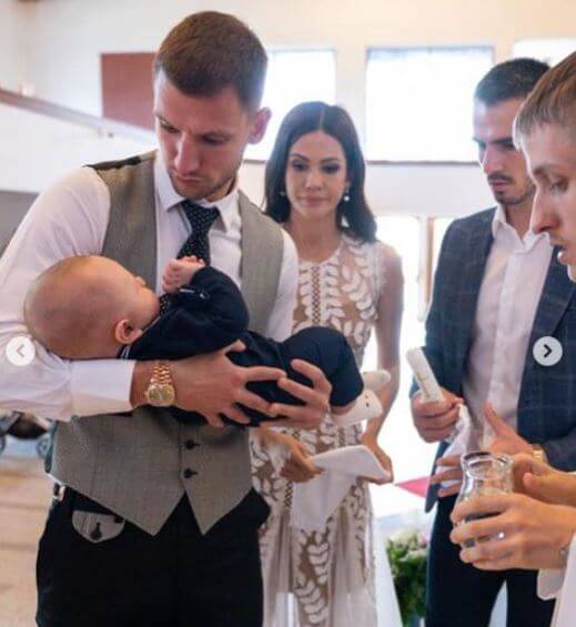 Borna Barisic with his wife and son.